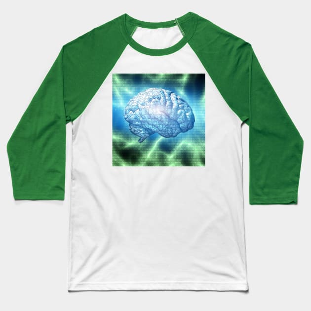 Electronic Brain Design Baseball T-Shirt by rolffimages